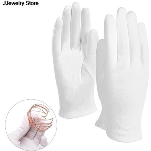 8PCS= 4Pairs Cotton Gloves Soft Thin Coin Jewelry Inspection Work Gloves White Glove