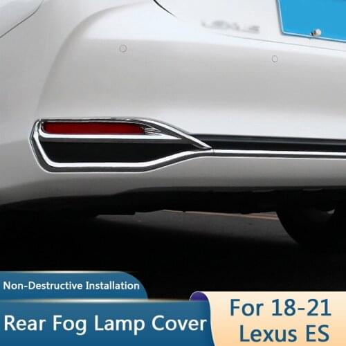 QHCP Rear Bumper Fog Light Cover Rear Fog Lamp Decorative Frame Sticker Trims ABS For Lexus ES200 260 300H 2018-2021 Accessories