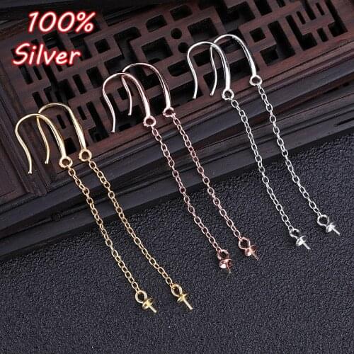 925 sterling silver Color womens fashion earrings Ear line 3 colors DIYeardrop jewelry making Ear hook accessories wholesale