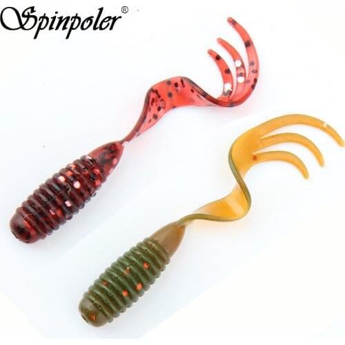 Spinpoler 20pcs Fork Tail Soft Bait Single Split Tails Shad Artificial Lure 0.8g 5cm Plastic Wobbler Fishing Tackle Lure