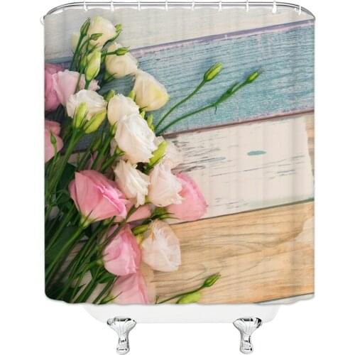 Waterproof Shower Curtain Green Fresh Printed Bath Curtain Polyester Fabric High Quality Home Bath Decor Curtains with 12 Hooks