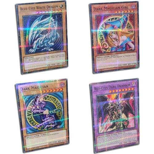 Yu-Gi-Oh! DIY Flash Card English Version Blue Eyes White Dragon Red Eye Dragoon Game Collection Card Toy Christmas Gift