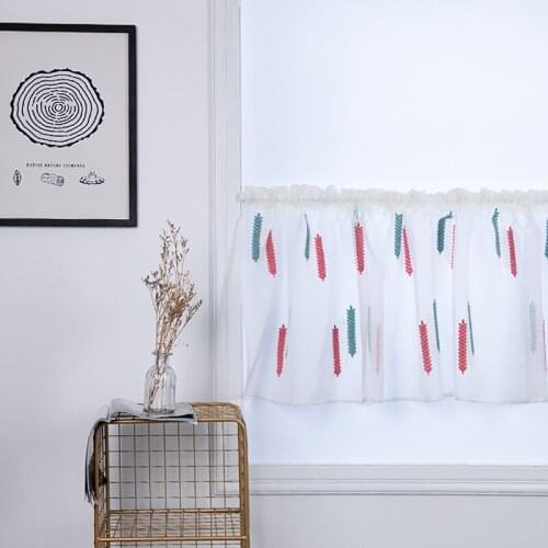 Living Room Bedroom Kitchen Window Blinds Gordijnen Embroidered Wheat Short Curtains Valance Pelmet Voile Curtains