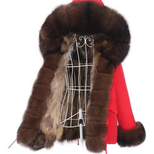 2020 Real Fur Coat Winter Jacket Women Short Parka waterproof Big Natural Raccoon Fur Collar Hood Thick Warm Real Fox Fur Liner