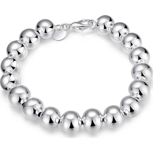 BABYLLNT Wholesale 925 Silver Bracelets Women 8MM Smooth Round Beads Bracelet Best Gift Jewelry