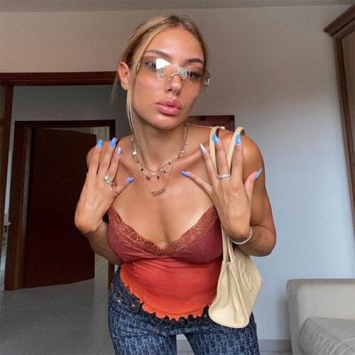 Women Spring Summer Fashion Casual Crop Tops Sleeveless Sexy See Through Mesh Bow knot Shape Patchwork Party Club Red Camisole