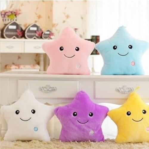 1Pcs Creative Luminous Soft Plush Pillow 35x40cm Glowing music Stars Cushion Led Light Toys Gift For Kids Children Girls