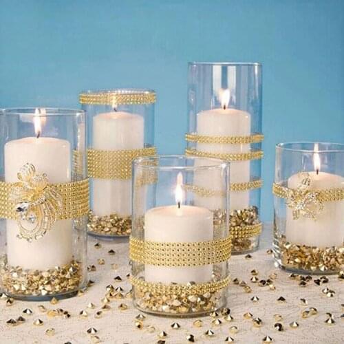 1yard 24 Rows Gold Silver Crystal Diamond Mesh Rhinestone Ribbon For Birthday Wedding DIY Decoration Cake Wrap Crystal Tulle