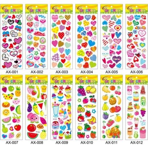 10Pcs Stickers Scrapbooking Stationery Kawaii Stationery Cartoon 3d Bubble Sticker Kid School Supplies Random