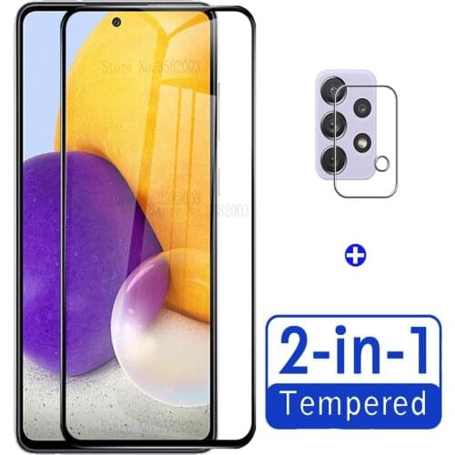 2in1 HD Black Protective Glass for samsung a72 Camera Screen Protector for samsung galaxy a72 a 72 samsunga72 Glass on SM A72 4G