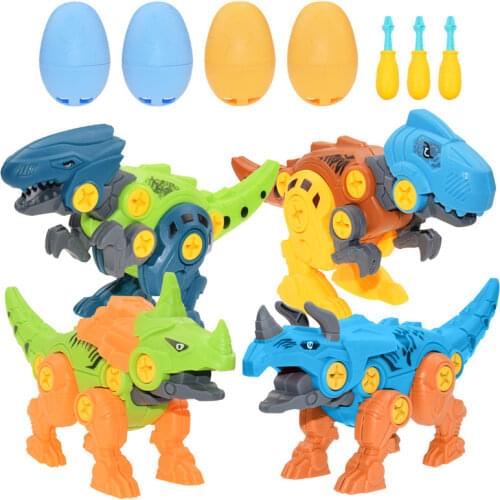 4pcs DIY Disassembly Assembly Dinosaur Toy Set Screw Nut Combination Assembling Dinosaur Easter Eggs Toy for Children Kids Gift