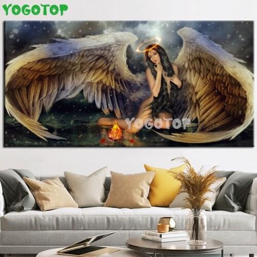 5d Diy Diamond Painting Angel Woman Wing feather Full Drill Icon Cross Stitch Mosaic Diamond Embroidery Kit Decor YY5223