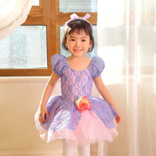 Free Shipping! Purple Lace Child Ballet Tutu Skirt Dancewear,Professional Stage Performance Costume,Girls Party/Birthday Dress