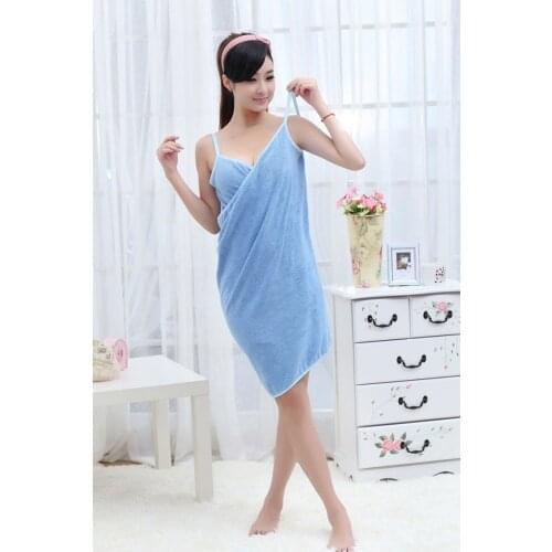 Womens Microfiber Bathrobe Bath Skirt For Women Soft Shoulder Straps Lady Wearable Bath Towel Beach Cloth Magic Dress Spa Wrap