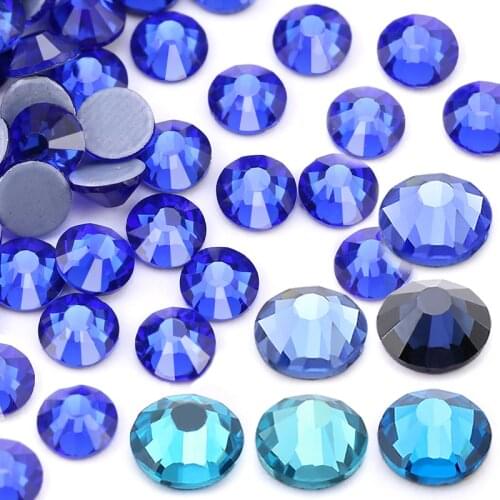QIAO SS6-SS20 Blue Series Hot fix Rhinestone DIY boots Crystal Glass Rhinestones for Clothes Dress