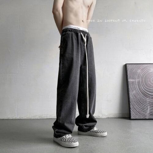 2021mens Wash Nostalgic Baggy Homme Jeans Classic Cargo Pocket Casual Pants Mens Black/blue Color Biker Denim Trousers M-2XL