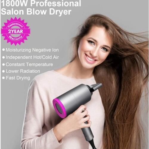 Household Salon Hair Dryer 2 in 1 Hot Air Brush Hair Dryers Negative Ionic Hair Blow Dryer Hot Dryer 1800W Hairdryer Diffuser