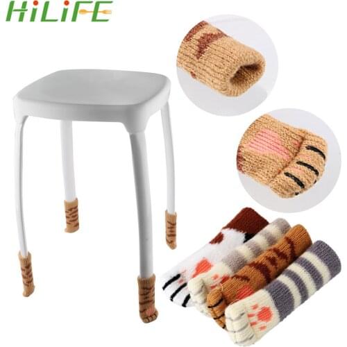 HILIFE 4Pcs/set Lovely Cat Feet Chair Leg Table Foot Covers Floor Protectors Furniture Anti-skid Cushion Doorknob Cover