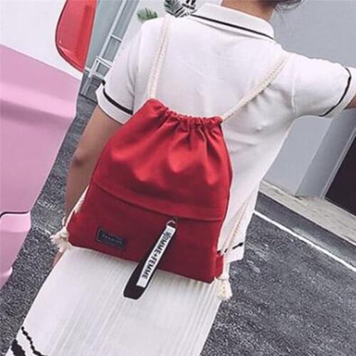Canvas Drawstring Backpack School Gym Canvas Drawstring Bag Canvas Storage Pack Rucksack Pouch For School Back Pack