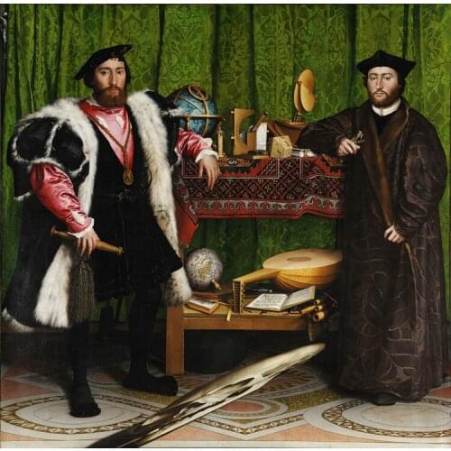 Figurative painting canvas portrait art poster picture Imagich Top 100 prints The Ambassadors 1533 By Hans Holbein the Younger