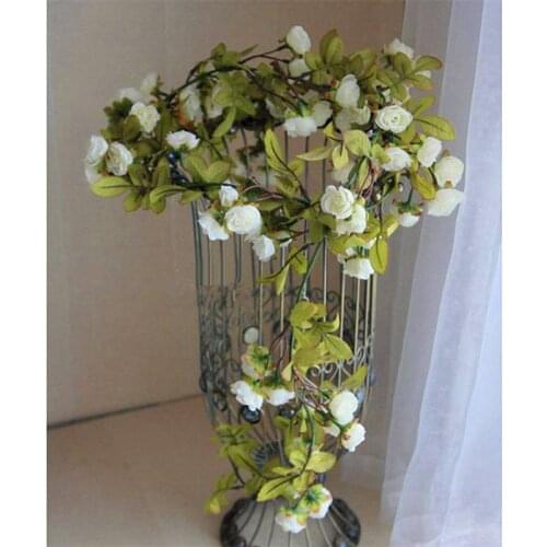 220cm Silk Artificial Rose Garland Leaves Vine Fake Vines Rattan Artificial Plants Ivy Wreath Wall Decor Wedding Decoration