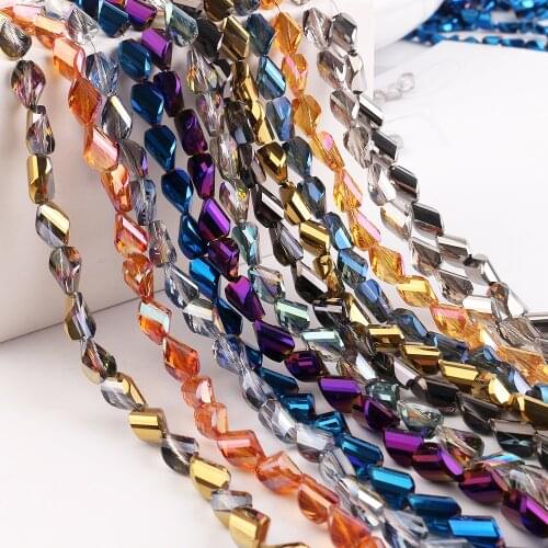 China Jewelry Beading Crystal Twist Beads 6mm Glass Irregular Bead For Jewelry Making Bracelet DIY Wholesale In Bulk 75Pcs/lot