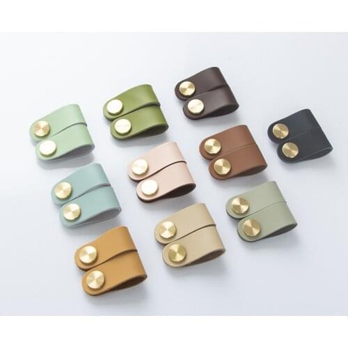 Furniture Handle Nordic Modern Style Drawer Knob Bedroom Wardrobe Cabinet Dresser Handles Brass Door Knobs Artificial Leather