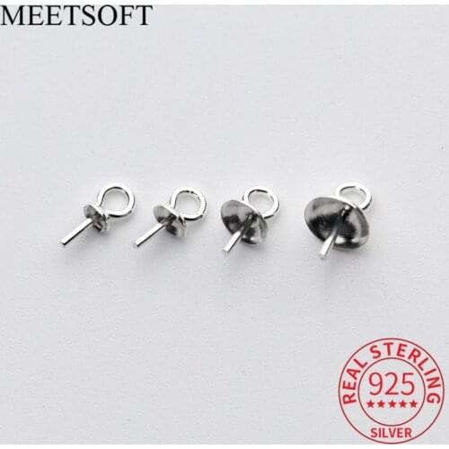 MEETSOFT 10pcs/lot 925 Sterling Silver Semi finished Pendant buckle Charms Special of DIY Handmade Jewelry Accessory Wholesale