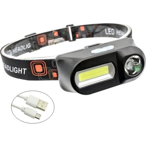 MINGRAY USB Rechargeable Headlamps 3 W COB and LED with lithium battery hot sale head lamp light Camping flashlight