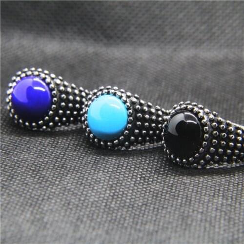 Fashion Stone Ring 316L Stainless Steel Hot Mens Punk Cool 3 Color Stone Ring