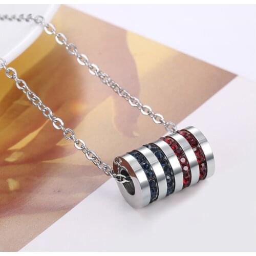 Fashion Jewelry Cylindrical Four Rows Zircon Necklaces & Pendants For Women Titanium Steel Necklace