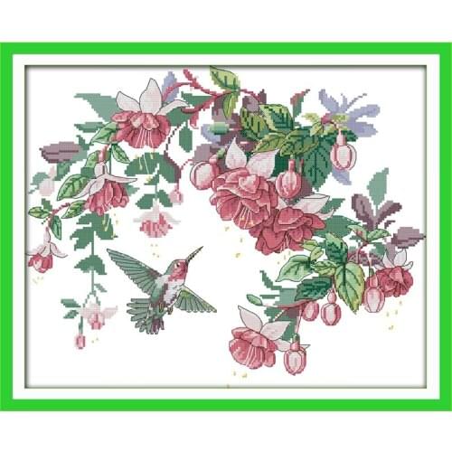 Everlasting Love Hummingbirds (2) Chinese Cross Stitch Kits Ecological Cotton Printed 14 11CT DIY Christmas Wedding Decoration