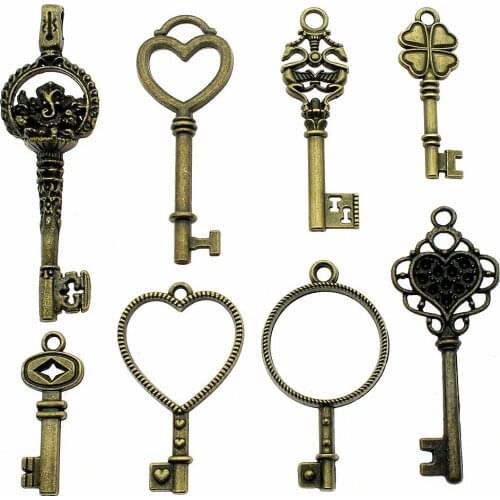 Charms Retro Key Antique Bronze Color Key Charms Jewelry Findings DIY Key Charms Wholesale