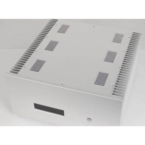 Full aluminum pure class A amplifier enclosure HIFI silver preamp box power AMP case 411x200x411MM