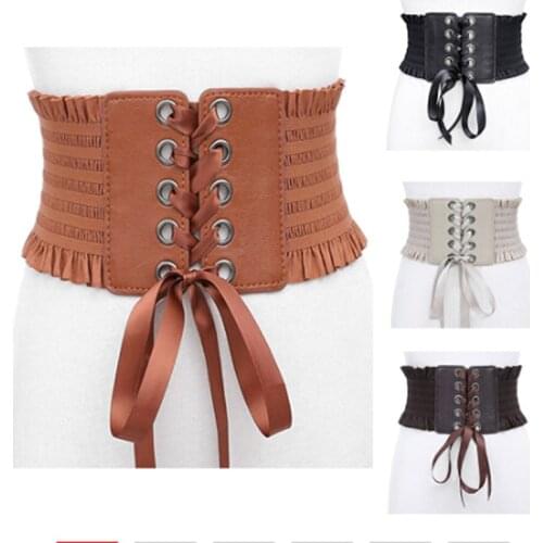 Women Ladies Fashion Stretch Belt Ribbon Elastic Buckle Wide Dress Corset Waistband High Quality Solid Color Belts