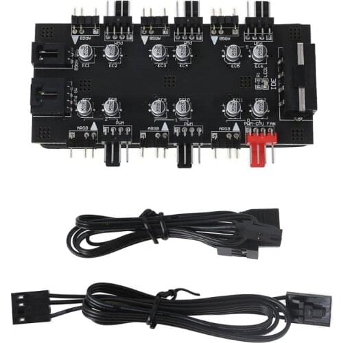 PWM Fan ARGB LED 2 in1 HUB Remote Control 1 To 8 Multi Way Splitter RGB SATA