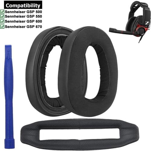 Replacement Earpads Ear Pads Cushion Muffs Headband For Sennheiser GSP670 GSP600 GSP550 GSP500 GSP 670 600 550 500 Headphones