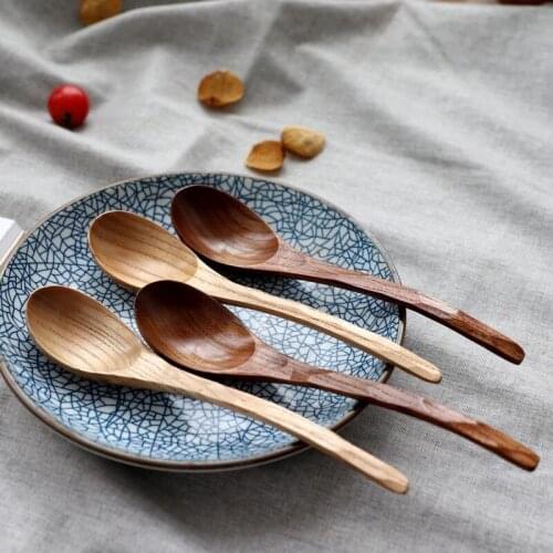 Japanese Style Wood Spoon Stir Long Scoop Large Soup Rice Spoons Kitchen Tableware