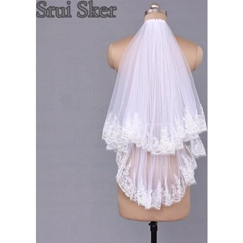 Simple Short Tulle Wedding Veils Sequins Two Layer White Or Ivory Wedding Veil with Comb For Weddings Accessories