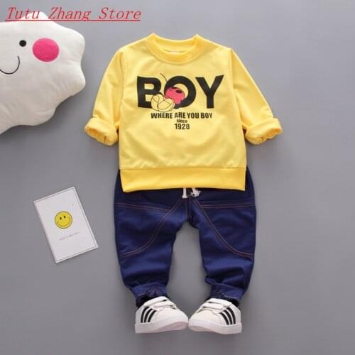 Spring Autumn Baby Boys Clothes Sets Baby Girl Cotton SportsO-neck T Shirt Sweater Pants 2pcs Children Casual Suits For Kids