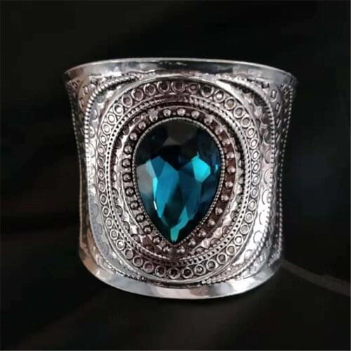 Boho Vintage Turquoises For Women Bangle Girl Ancient Alloy Crystal Charm Bracelet Bangle Fashion Jewelry Gift