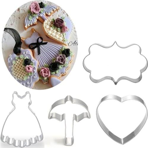 1pcs patisserie reposteria Umbrella Dress Metal Cookie Cutter Craft Fondant Cake Decor Tools Cupcake Toppers Biscuit Paste Mould