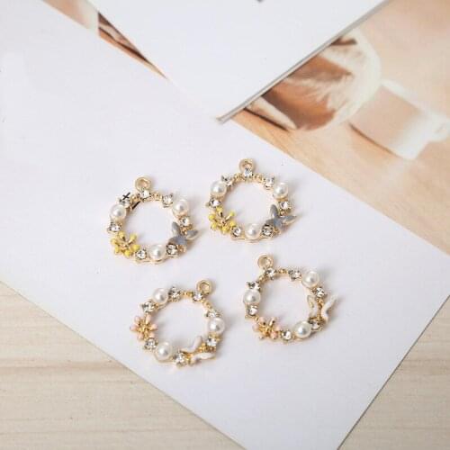 10 PCS 22mm*20mm Fashion Metal Alloy Gold Imitation Pearl Drops Of Glaze Earring Pendant Charm For Jewelry Making