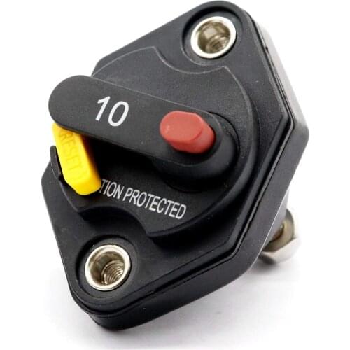 12-32V Circuit Breaker Trolling Motor Car Marine Boat Stereo Audio Inline Inverter Waterproof with Manual Reset Switch Fuse 10A