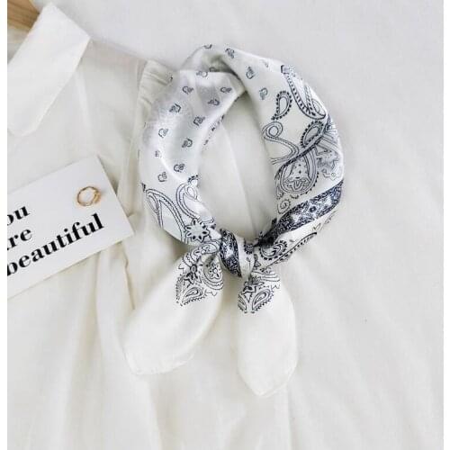 2021 Spring Summer Scarf Women Neck Kerchief Hairband Scarves Cashew Design Print Foulard Female Silk Square Bandana Shawl Wrap