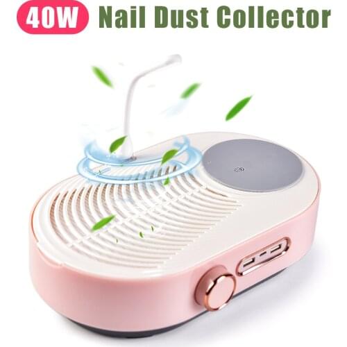 40W Nail Dust Collector Fan Vacuum Cleaner Pink Nail Suction Manicure Machine With Filter Strong Power Low Noise Nail Salon Tool