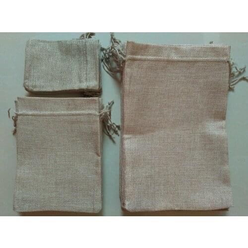 Hot 5pcs/lot 7x9cm 10x14cm 13x18cm 15x20cm 20x30cm Mini Jute Pouch linen Hessian hemp drawstring small gift Linen Jute Sack