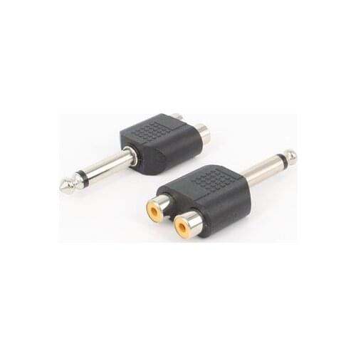 5pcs Adapter Connector Converting Dual Track 6.35/6.5 To Dual RCA Female 6.5 To AV 6.35/6.5 Side for RCA 1-to-2