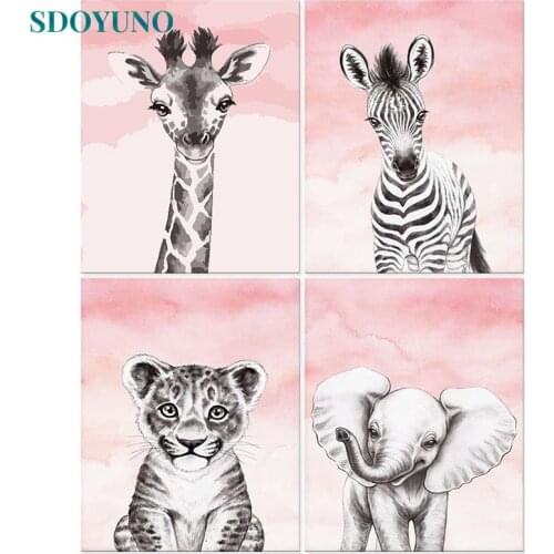 SDOYUNO Acrylic Painting By Numbers Kits Frameless Animals 40x50cm Paint By Numbers Tiger Digital DIY Pictures On Canvas Decor