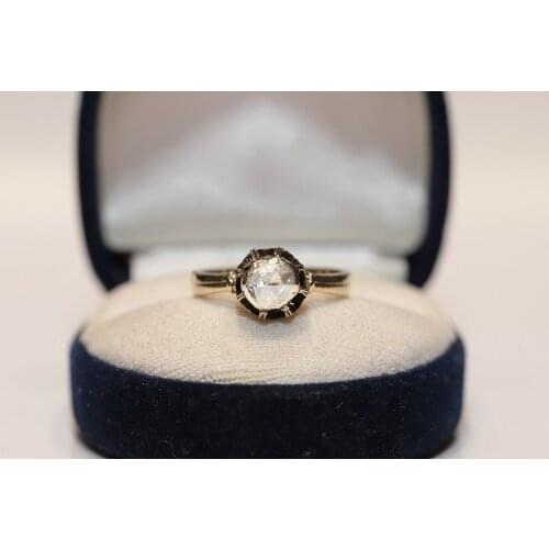 ANTIQUE OTTOMAN STYLE NEW MADE 14K GOLD NATURAL ROSE CUT DIAMOND DECORATED RING